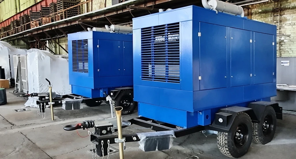 Передвижная электростанция мощность 30 кВт на прицепе под капотом